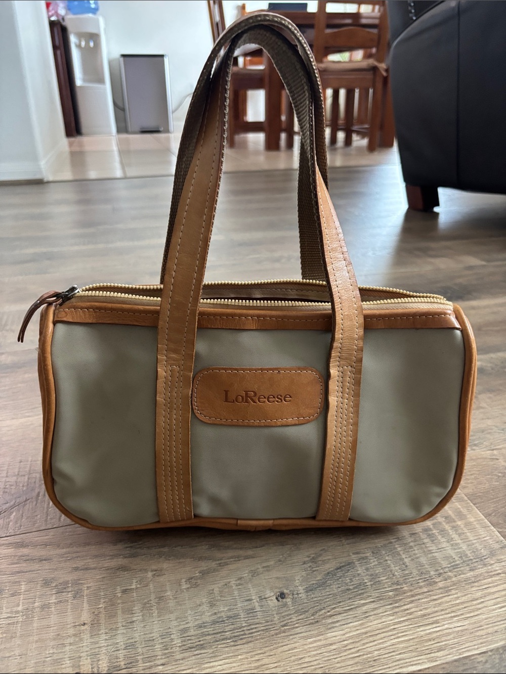Jon Hart Design Cream and Tan Tote with Strap